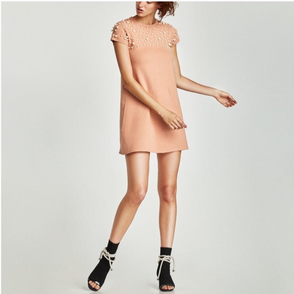 ZARA PEARL KNIT SWEATER DRESS